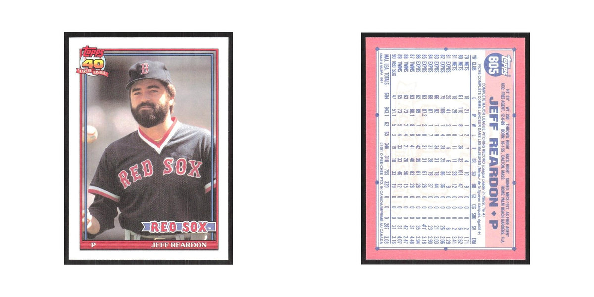 1991 O-Pee-Chee Jeff Reardon Red Sox #605