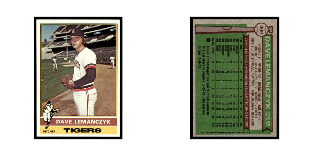 Dave Lemanczyk 1976 Topps #409 Detroit Tigers Baseball Card EX