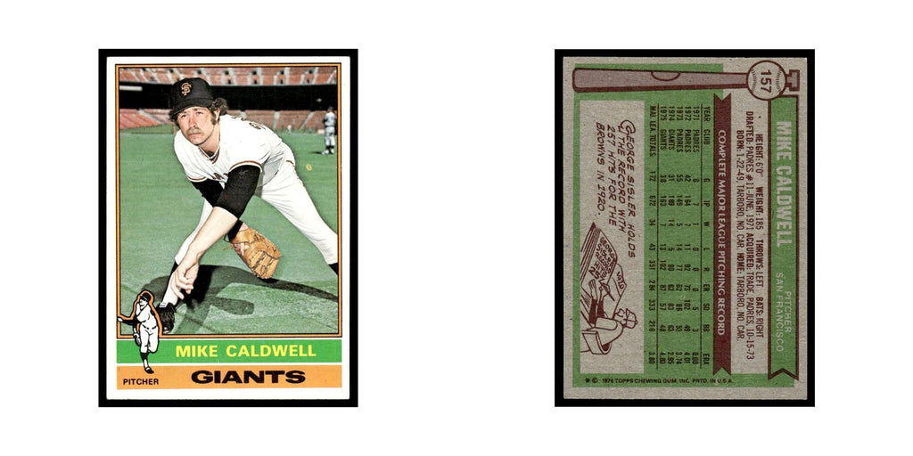 Mike Caldwell 1976 Topps #157 San Francisco Giants Baseball Card EX