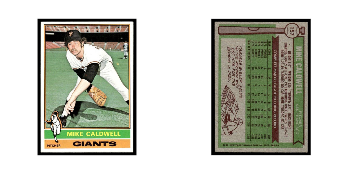 Mike Caldwell 1976 Topps #157 San Francisco Giants Baseball Card EX