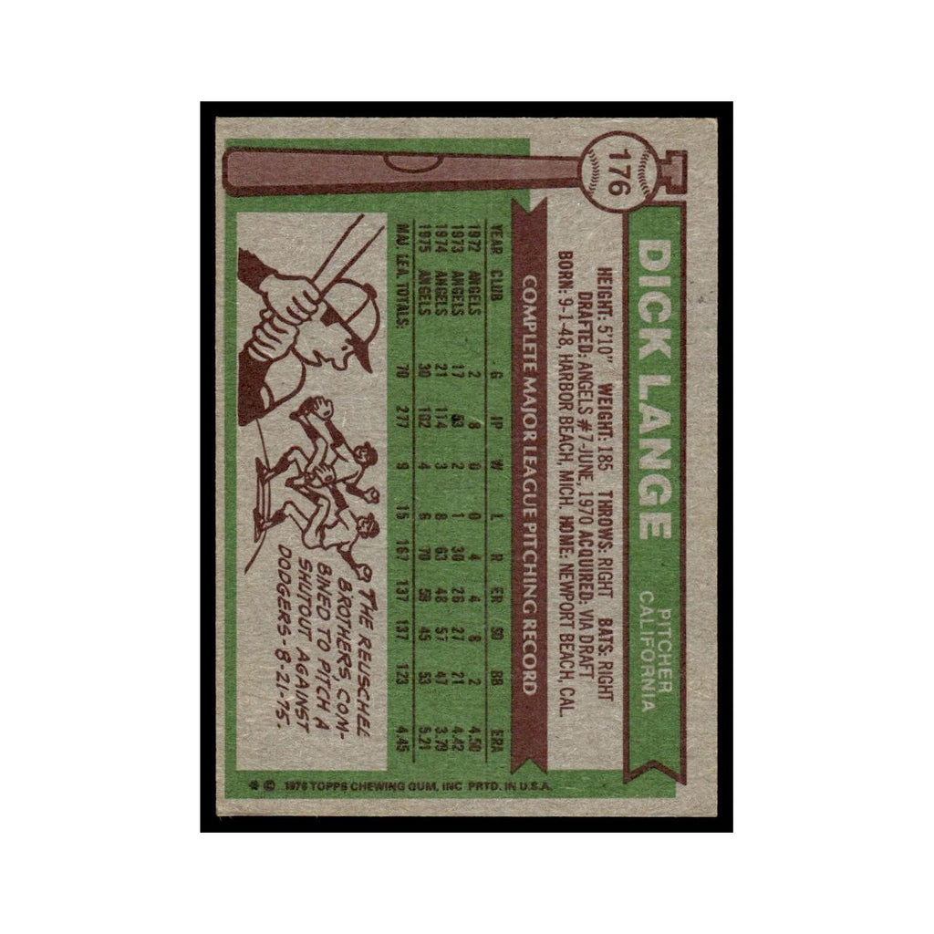 Dick Lange 1976 Topps #176 California Angels Baseball Card EX