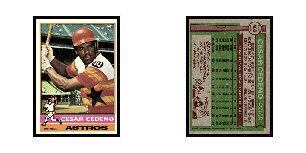 Cesar Cedeno 1976 Topps #460 Houston Astros Baseball Card EX