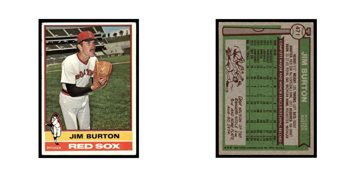 Jim Burton 1976 Topps #471 Boston Red Sox Baseball Card EX