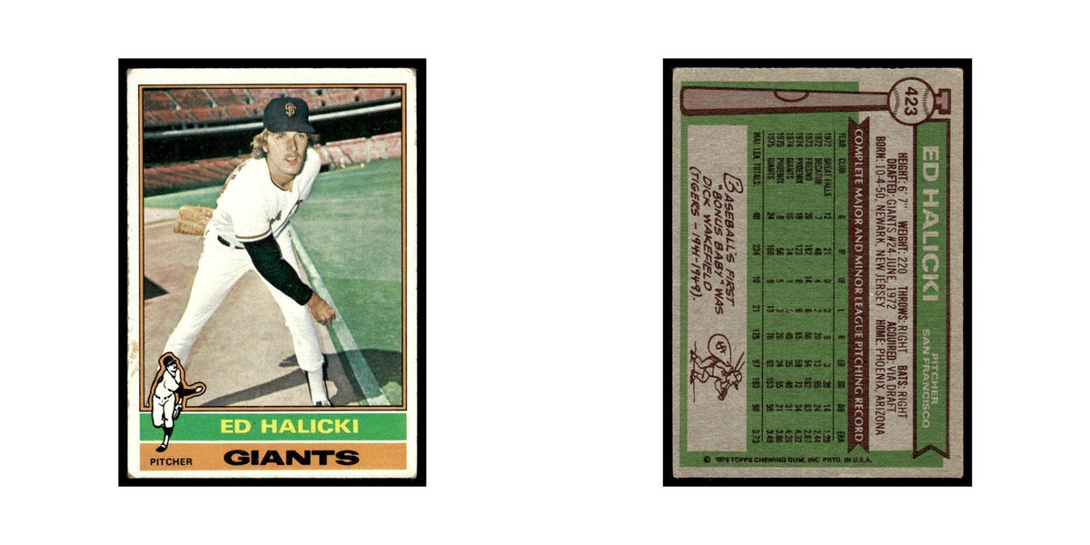 Ed Halicki 1976 Topps #423 San Francisco Giants Baseball Card EX