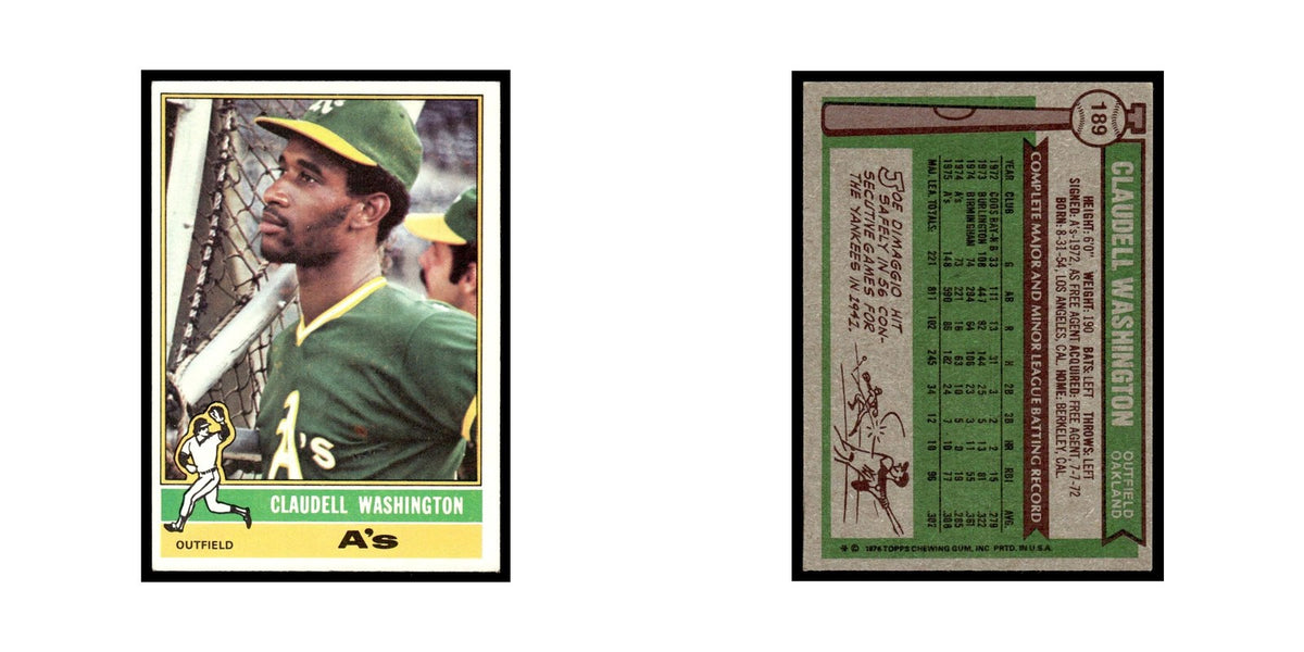 Claudell Washington 1976 Topps #189 Oakland Athletics Baseball Card EX