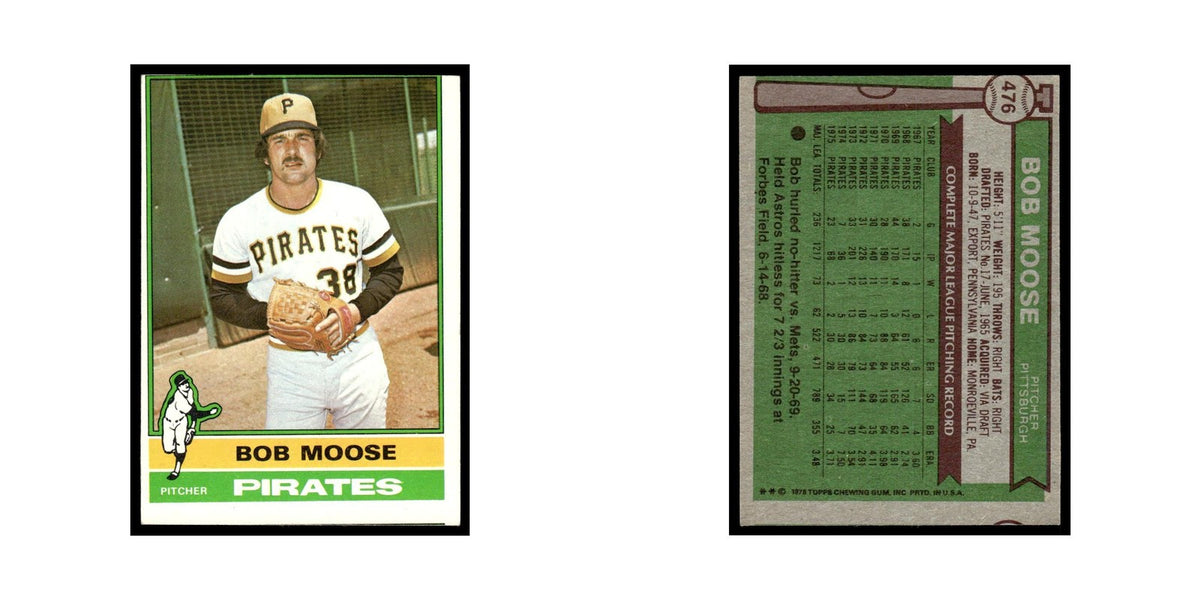 Bob Moose 1976 Topps #476 Pittsburgh Pirates Baseball Card EX