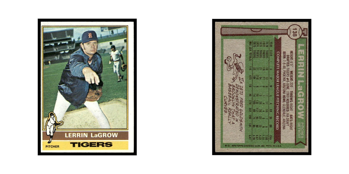Lerrin LaGrow 1976 Topps #138 Detroit Tigers Baseball Card EX
