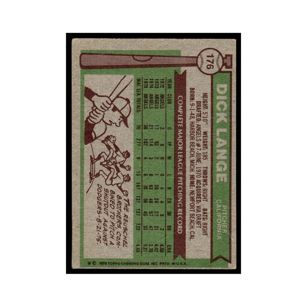 Dick Lange 1976 Topps #176 California Angels Baseball Card EX