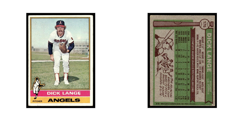 Dick Lange 1976 Topps #176 California Angels Baseball Card EX