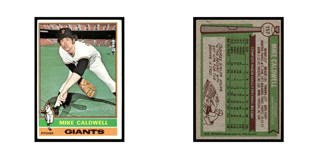 Mike Caldwell 1976 Topps #157 San Francisco Giants Baseball Card EX