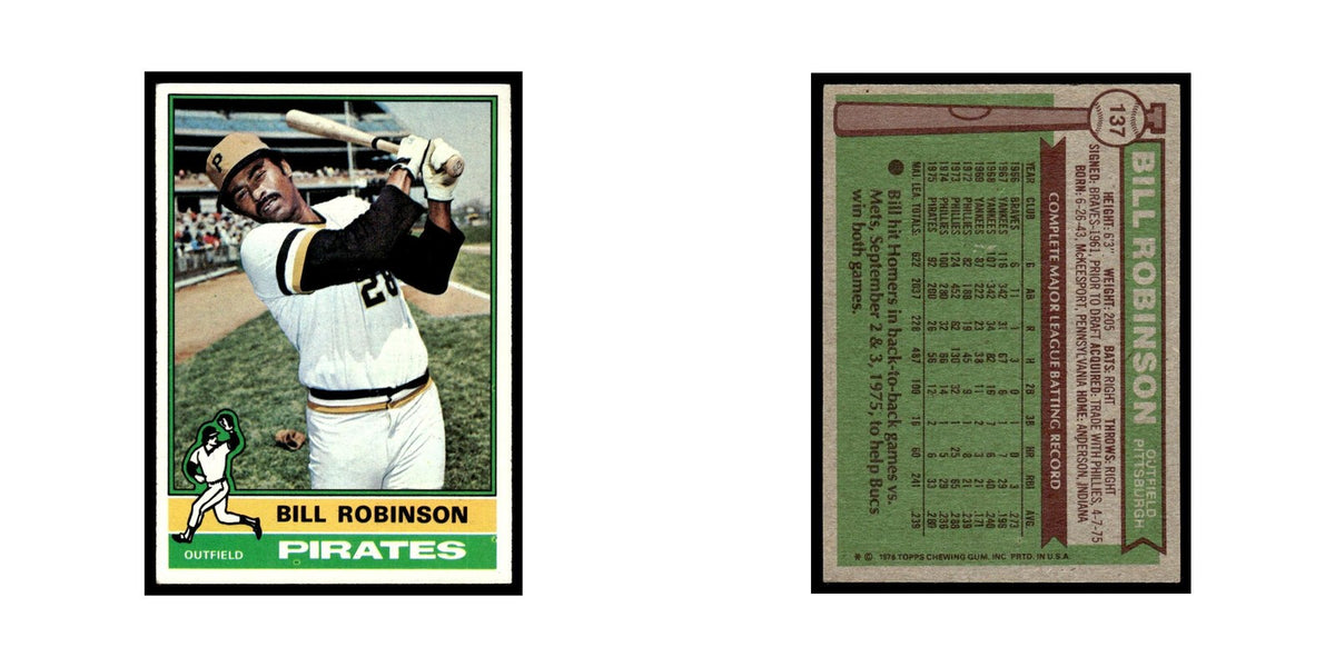 Bill Robinson 1976 Topps #137 Pittsburgh Pirates Baseball Card EX