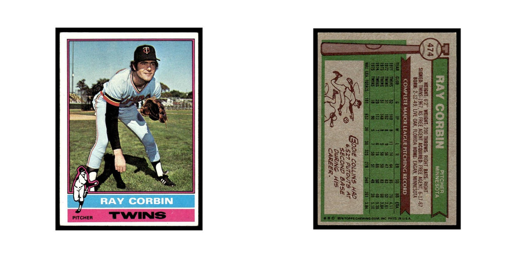 Ray Corbin 1976 Topps #474 Minnesota Twins Baseball Card EX