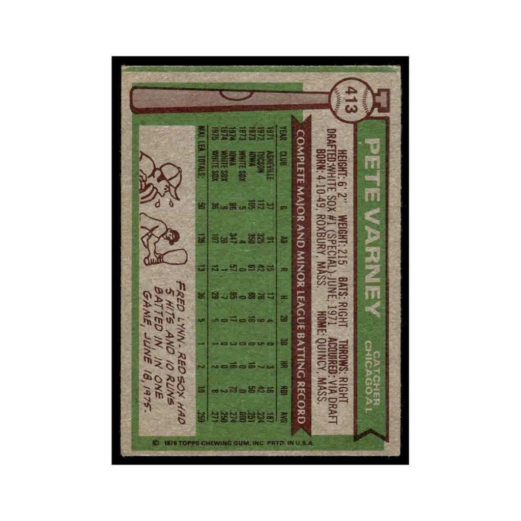 Pete Varney 1976 Topps #413 Chicago White Sox Baseball Card EX