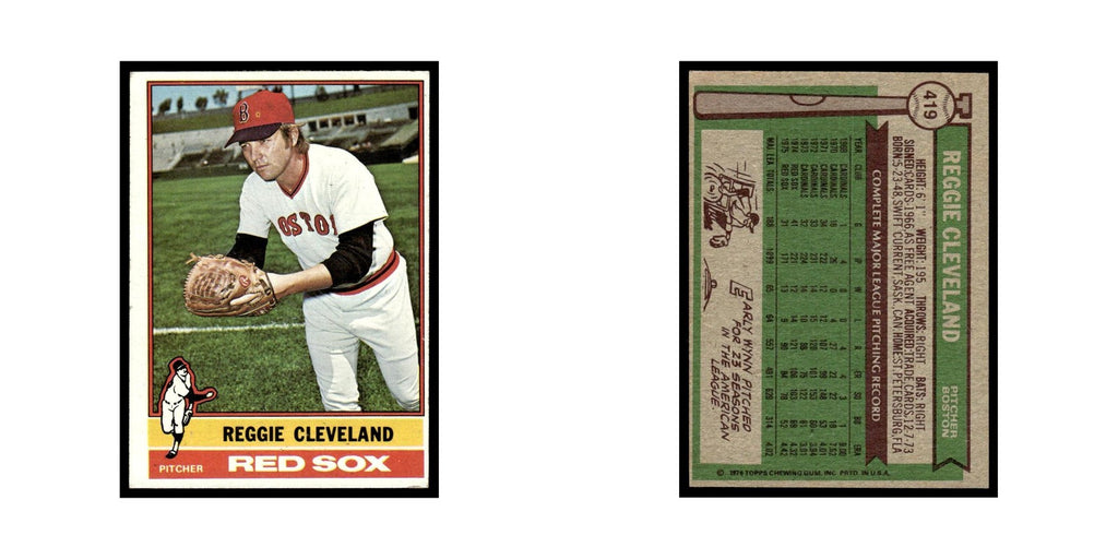 Reggie Cleveland 1976 Topps #419 Boston Red Sox Baseball Card EX