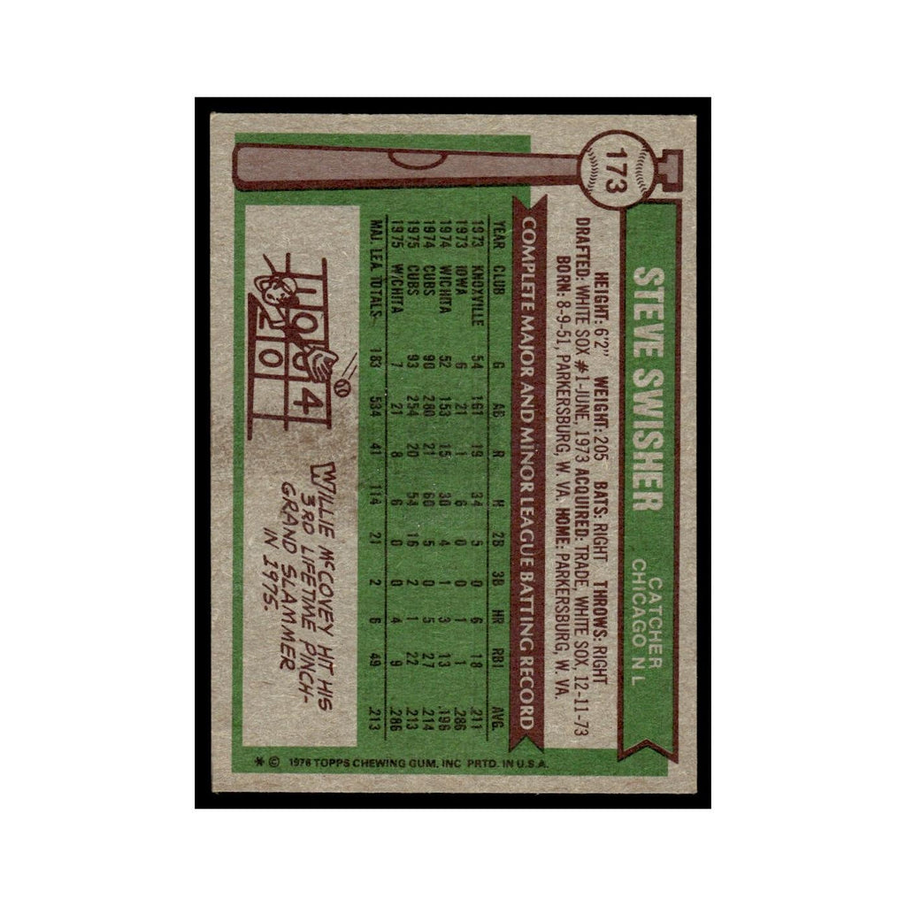 Steve Swisher 1976 Topps #173 Chicago Cubs Baseball Card EX