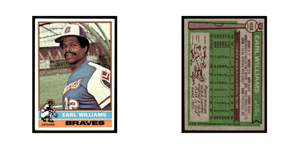 Earl Williams 1976 Topps #458 Atlanta Braves Baseball Card EX