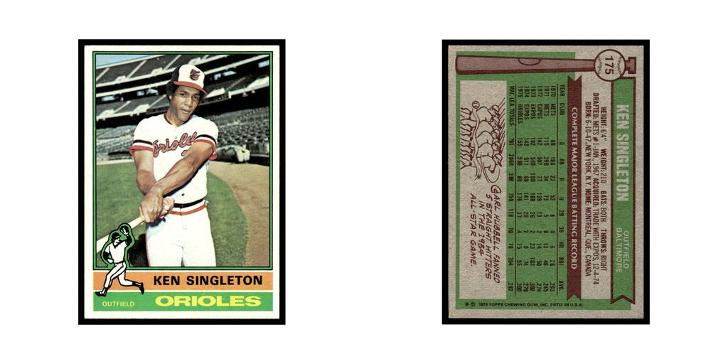 Ken Singleton 1976 Topps #175 Baltimore Orioles Baseball Card EX
