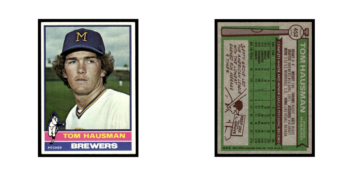 Tom Hausman Rookie 1976 Topps #452 Milwaukee Brewers Baseball Card EX
