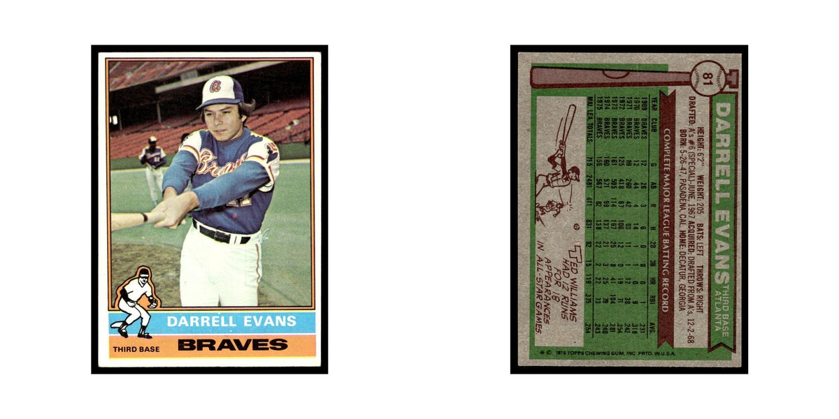 Darrell Evans 1976 Topps #81 Atlanta Braves Baseball Card EX