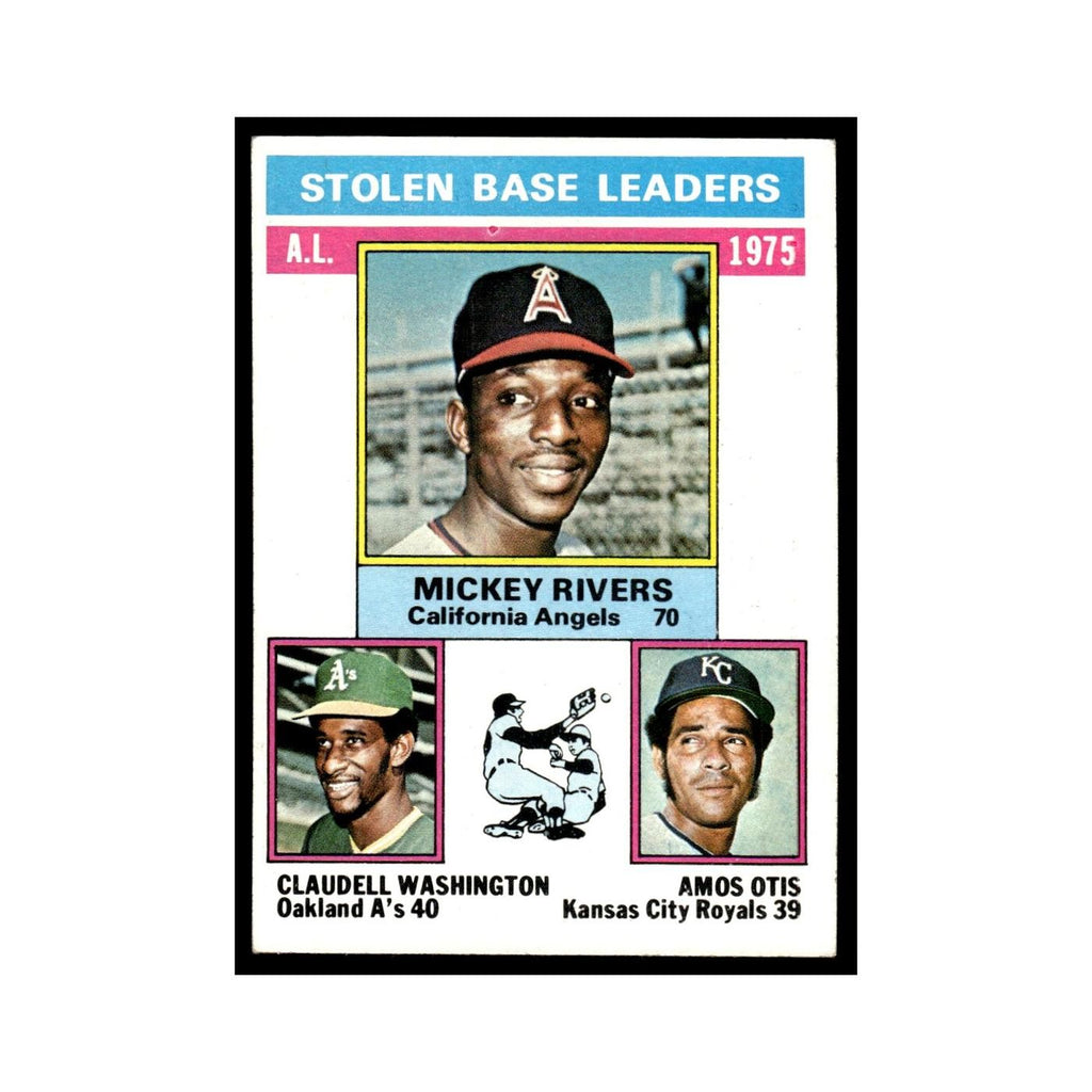 Mickey Rivers Claudell Washington Amos Otis 1976 Topps #198 Baseball Card EX