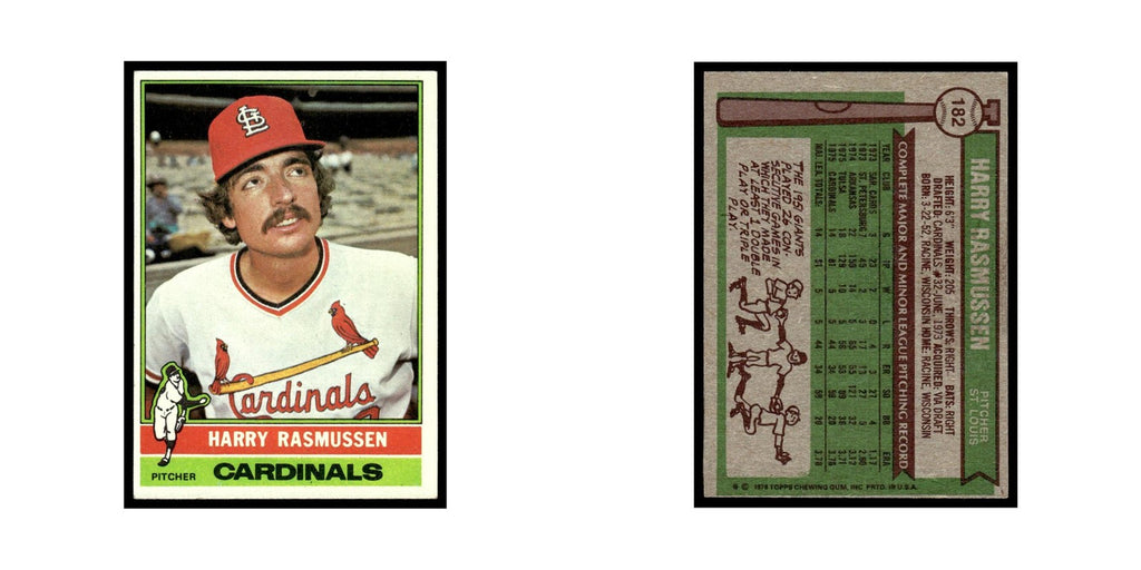 Harry Rasmussen Rookie 1976 Topps #182 St. Louis Cardinals Baseball Card EX