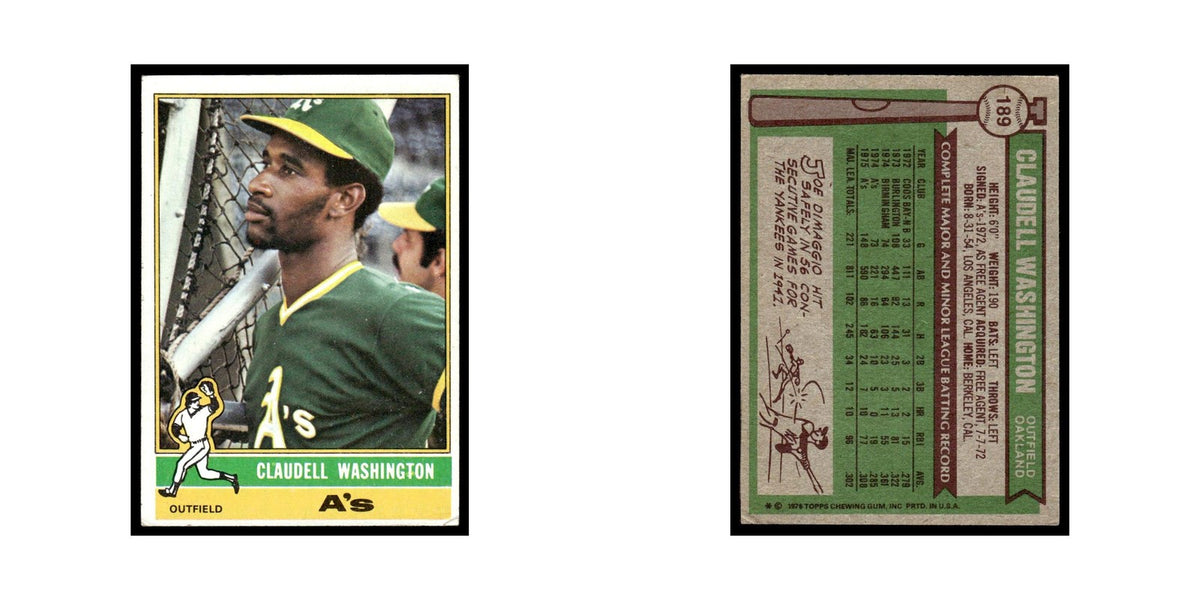 Claudell Washington 1976 Topps #189 Oakland Athletics Baseball Card EX