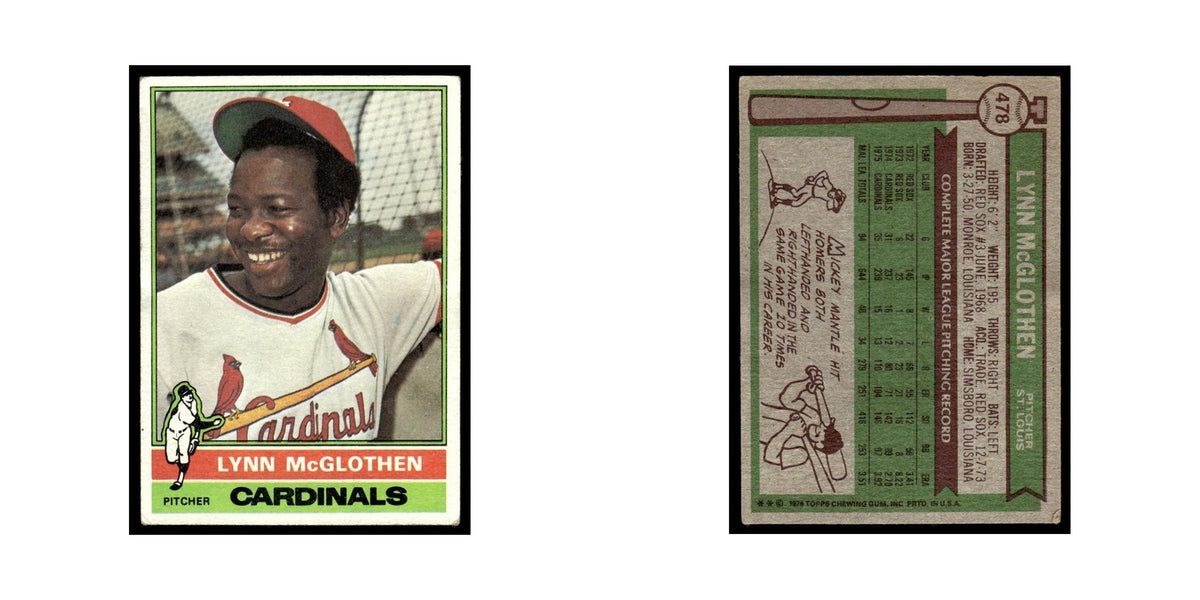 Lynn McGlothen 1976 Topps #478 St. Louis Cardinals Baseball Card EX
