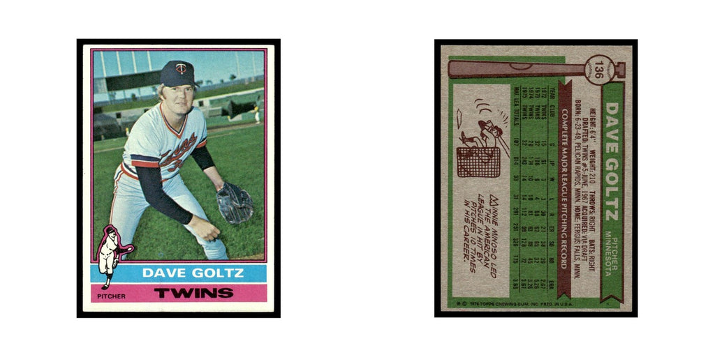 Dave Goltz 1976 Topps #136 Minnesota Twins Baseball Card EX