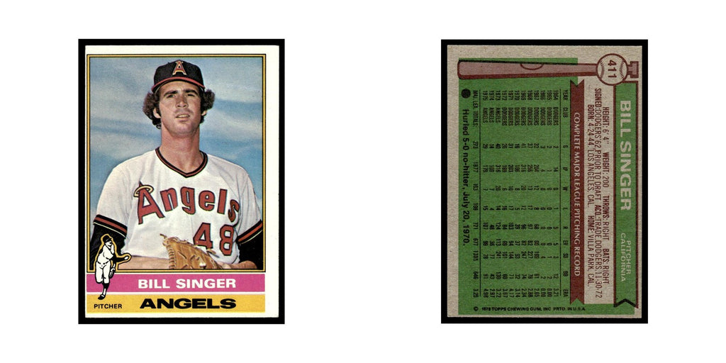 Bill Singer 1976 Topps #411 California Angels Baseball Card EX
