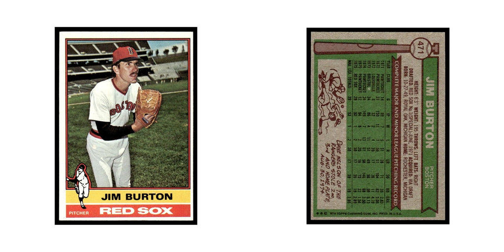 Jim Burton 1976 Topps #471 Boston Red Sox Baseball Card EX