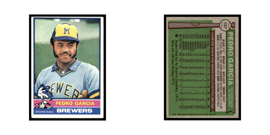 Pedro Garcia 1976 Topps #187 Milwaukee Brewers Baseball Card EX