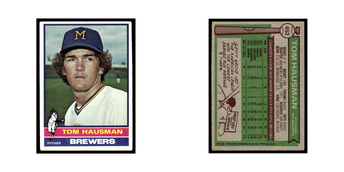 Tom Hausman Rookie 1976 Topps #452 Milwaukee Brewers Baseball Card EX