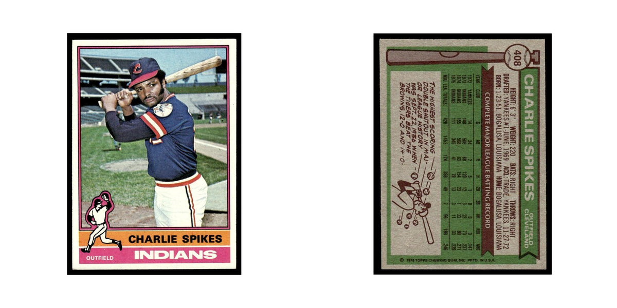 Charlie Spikes 1976 Topps #408 Cleveland Indians Baseball Card EX