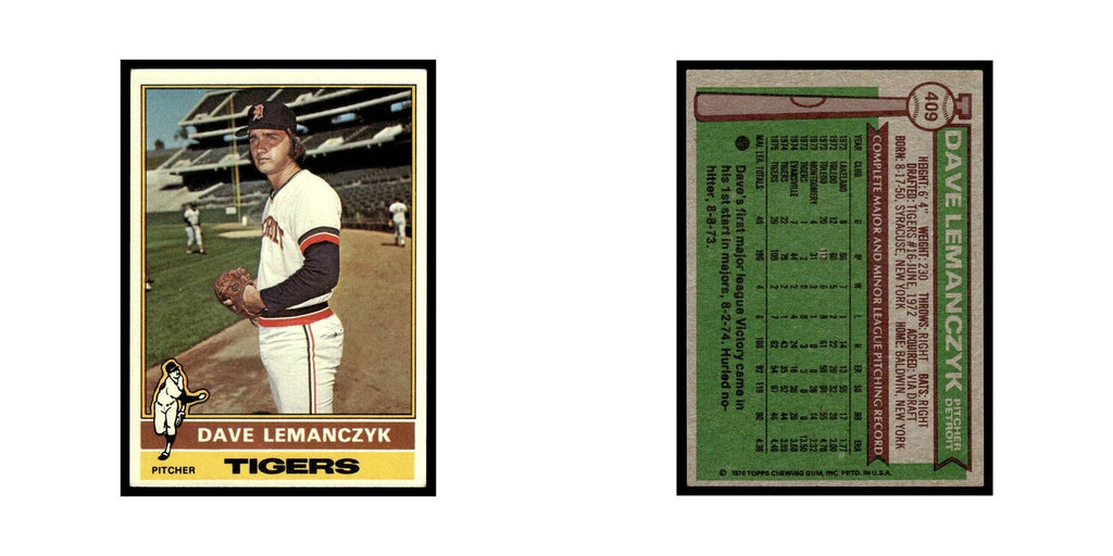 Dave Lemanczyk 1976 Topps #409 Detroit Tigers Baseball Card EX