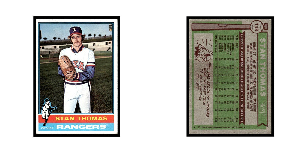 Stan Thomas 1976 Topps #148 Texas Rangers Baseball Card EX
