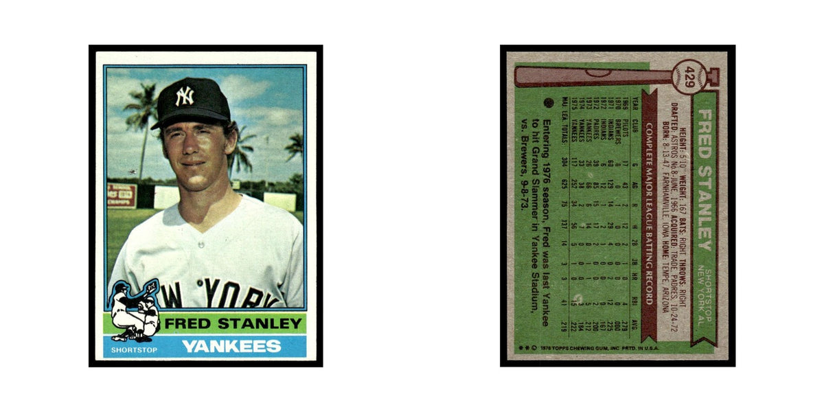 Fred Stanley 1976 Topps #429 New York Yankees Baseball Card EX