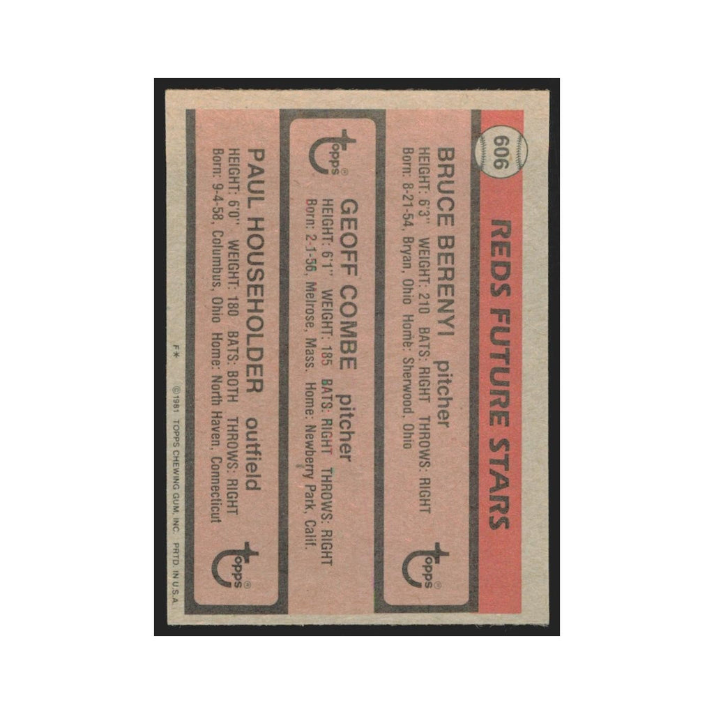 1981 Topps Bruce Berenyi/Geoff Combe/Paul Householder Reds #606