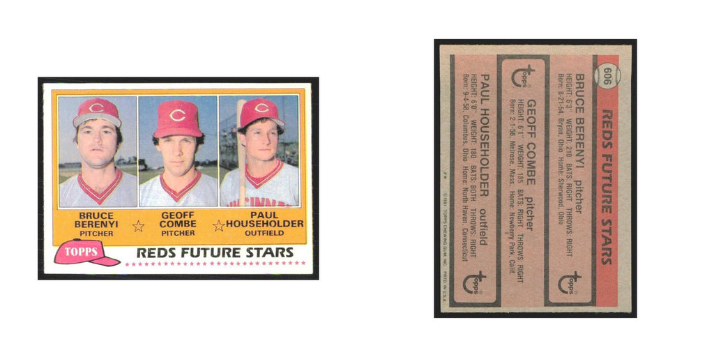 1981 Topps Bruce Berenyi/Geoff Combe/Paul Householder Reds #606