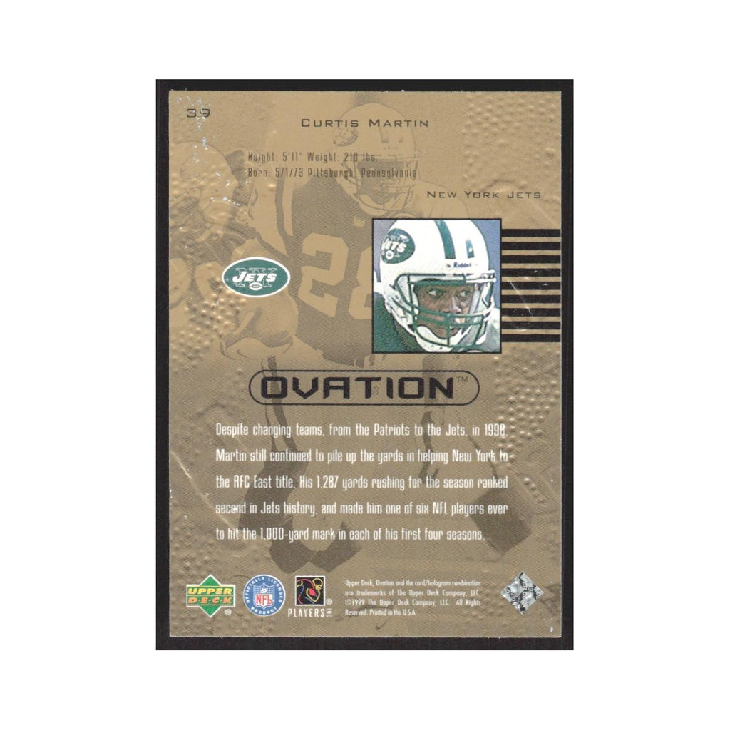 1999 Upper Deck Ovation Curtis Martin Jets #39