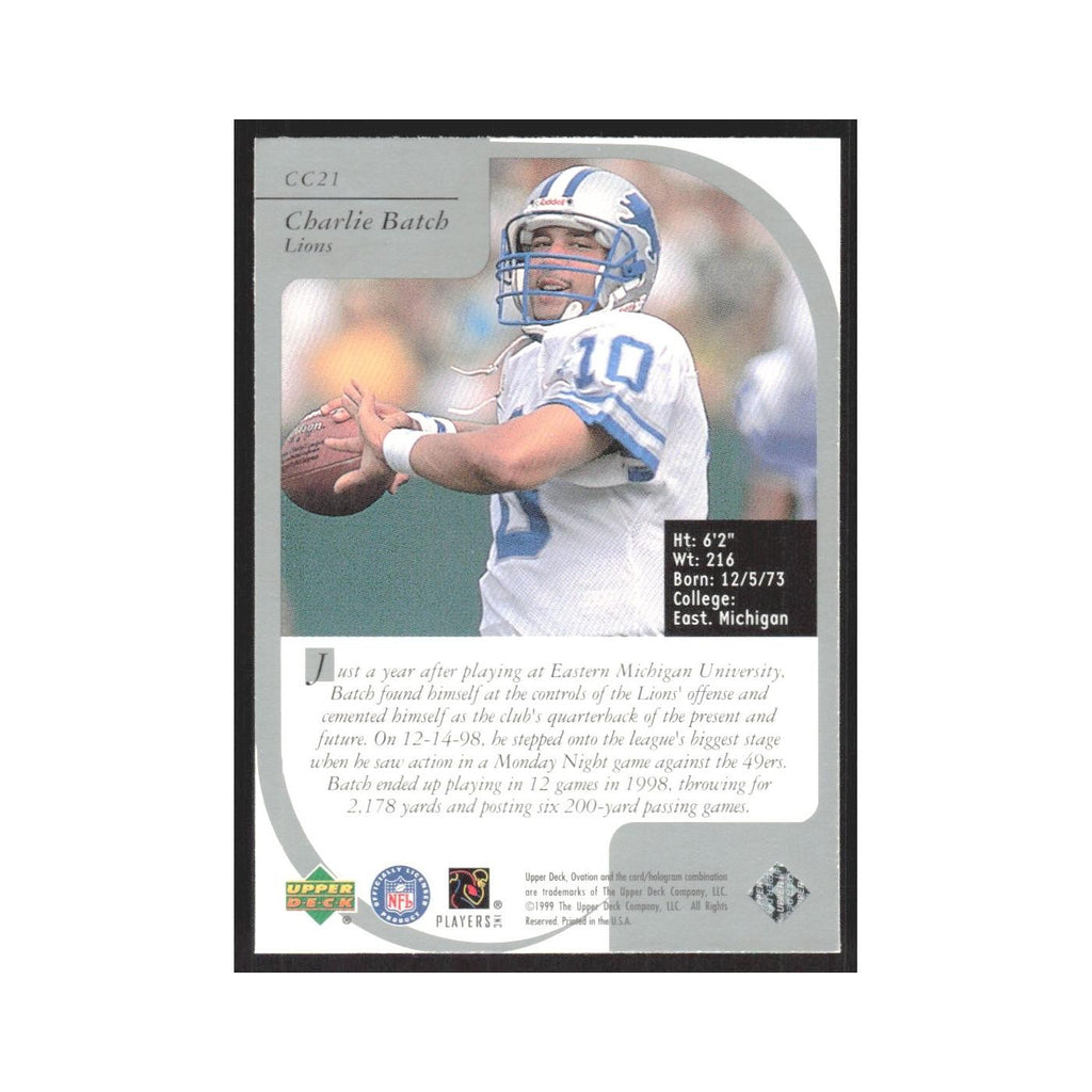 1999 Upper Deck Ovation Charlie Batch Lions #CC21