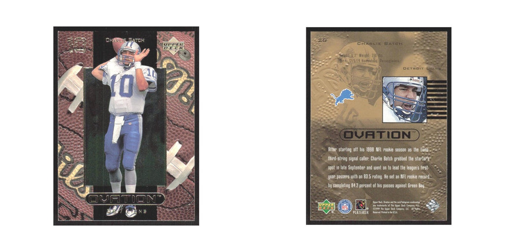 1999 Upper Deck Ovation Charlie Batch Lions #20