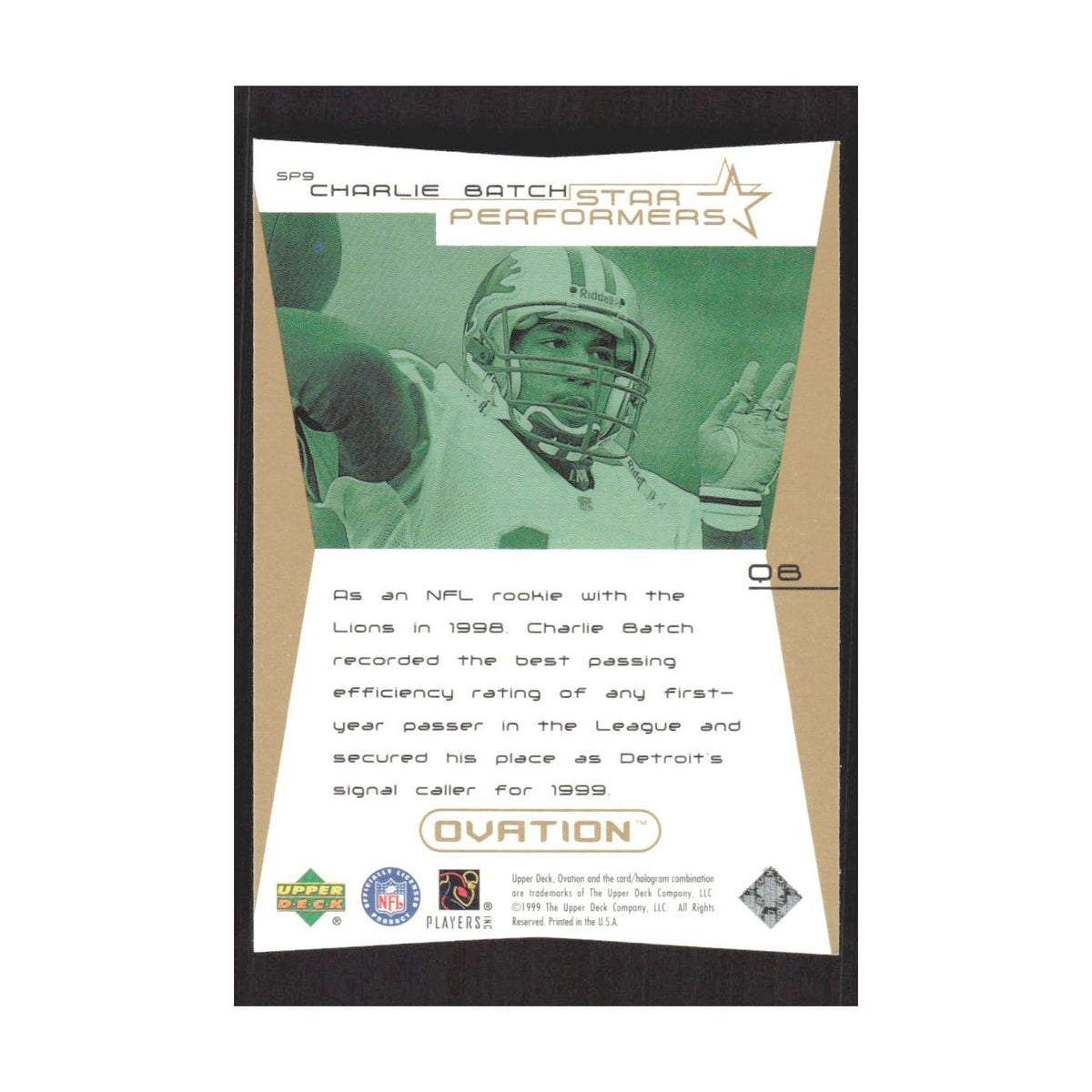 1999 Upper Deck Ovation Charlie Batch Lions #SP9