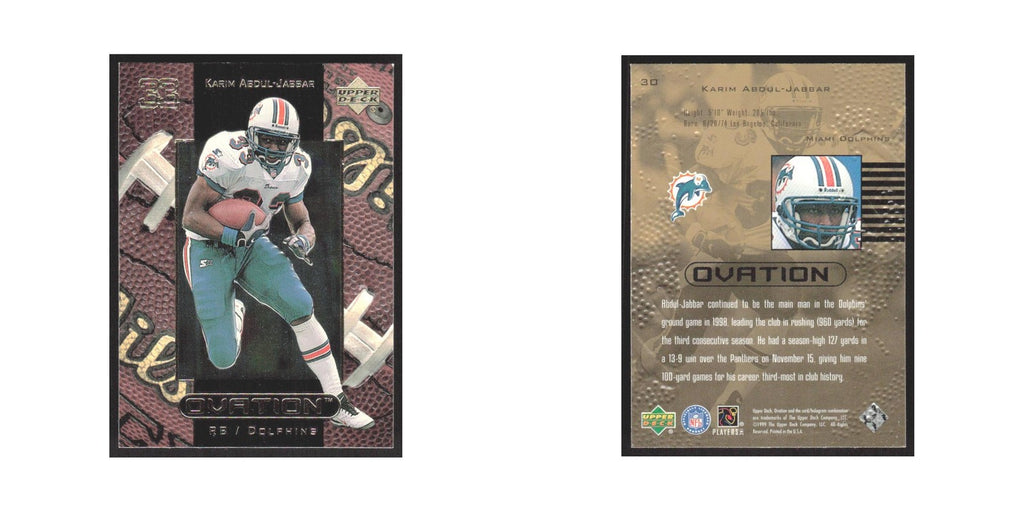 1999 Upper Deck Ovation Karim Abdul-Jabbar Dolphins #30