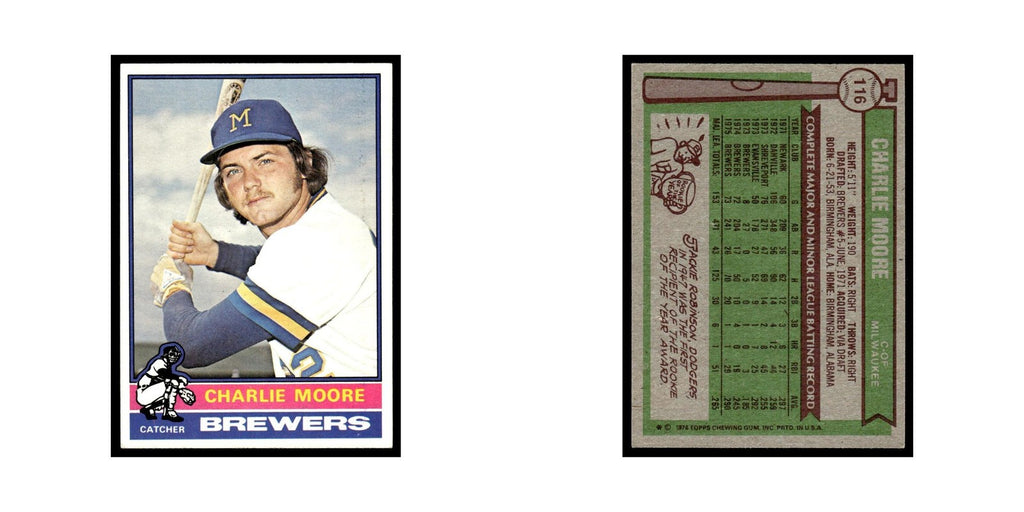 Charlie Moore 1976 Topps #116 Milwaukee Brewers Baseball Card EX