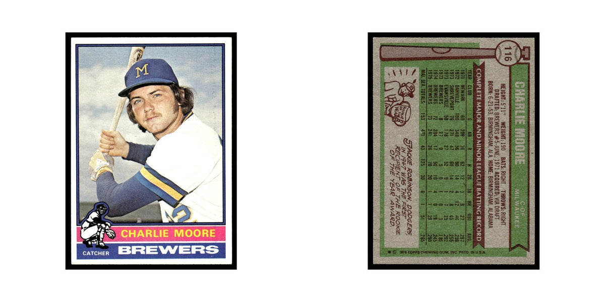 Charlie Moore 1976 Topps #116 Milwaukee Brewers Baseball Card EX