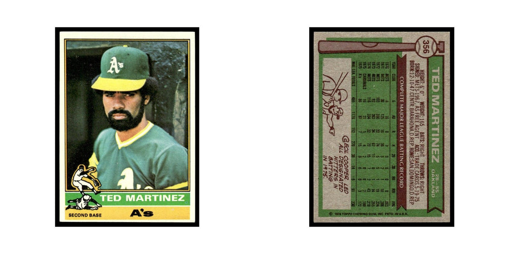 Ted Martinez 1976 Topps #356 Oakland Athletics Baseball Card EX