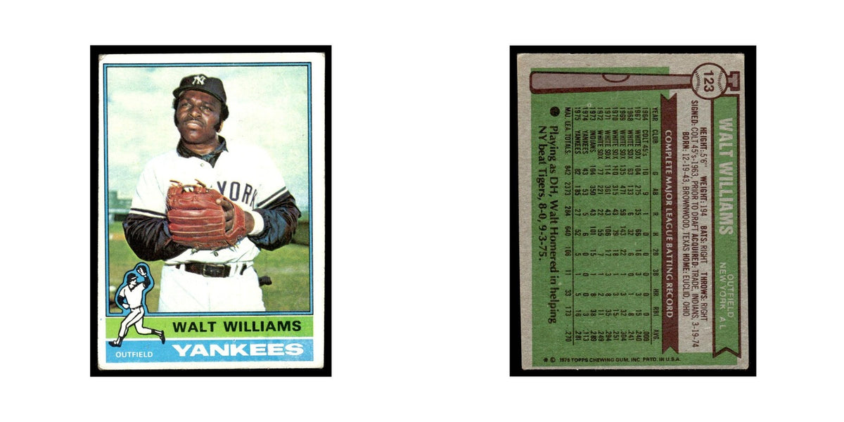 Walt Williams 1976 Topps #123 New York Yankees Baseball Card EX