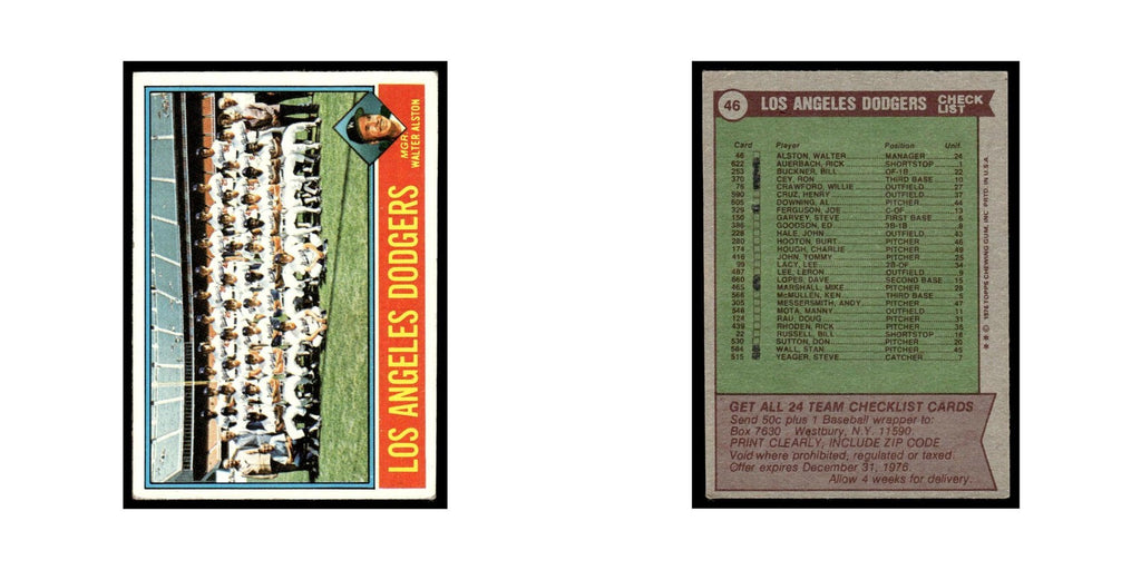 Los Angeles Dodgers - Walt Alston 1976 Topps #46 Baseball Card EX