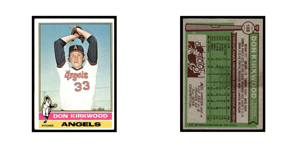 Don Kirkwood 1976 Topps #108 California Angels Baseball Card EX