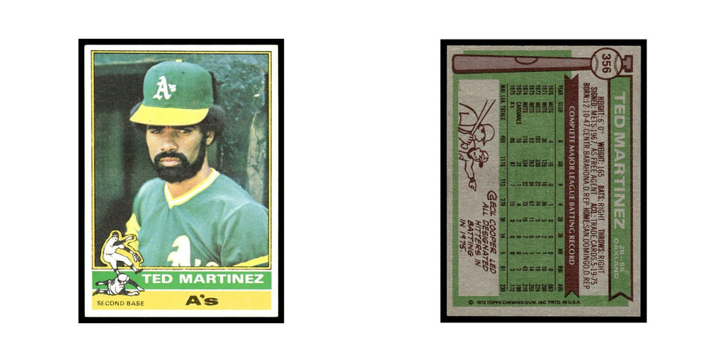 Ted Martinez 1976 Topps #356 Oakland Athletics Baseball Card EX